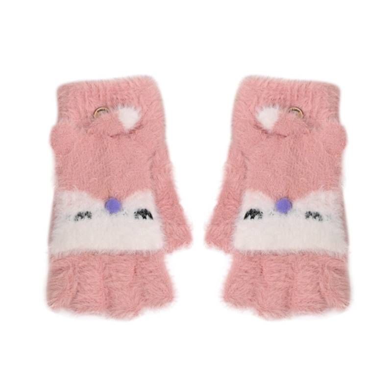 Baby Halbfinger Handschuhe Winter Kinder Baby Winterhandschuhe Kleinkinder 2-10 Jahre, Cartoon Gestrickte Handschuhe Kleinkind Warme Fingerlose Fingerhandschuhe mit Flip Top für Kinder Mädchen Jungen von Glücksvogel