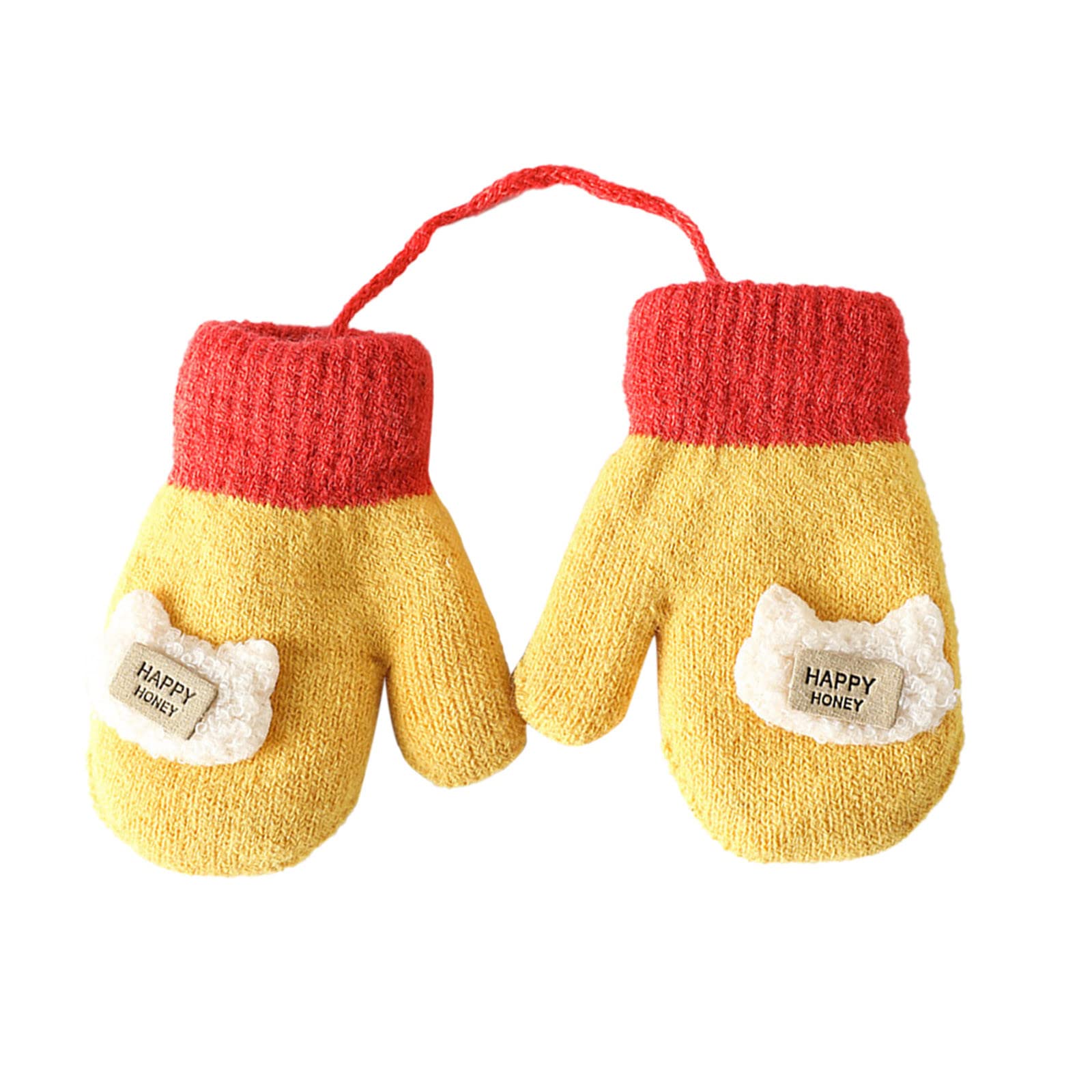 Baby Handschuhe Winter Fäustlinge Baby Gestrickte Stretch Handschuhe Kleinkind 1-5 Jahre Cartoon Fausthandschuhe Warme Dicke Fäustlinge Strickhandschuh für Kinder Mädchen Jungen Laufen, Skifahren von Glücksvogel