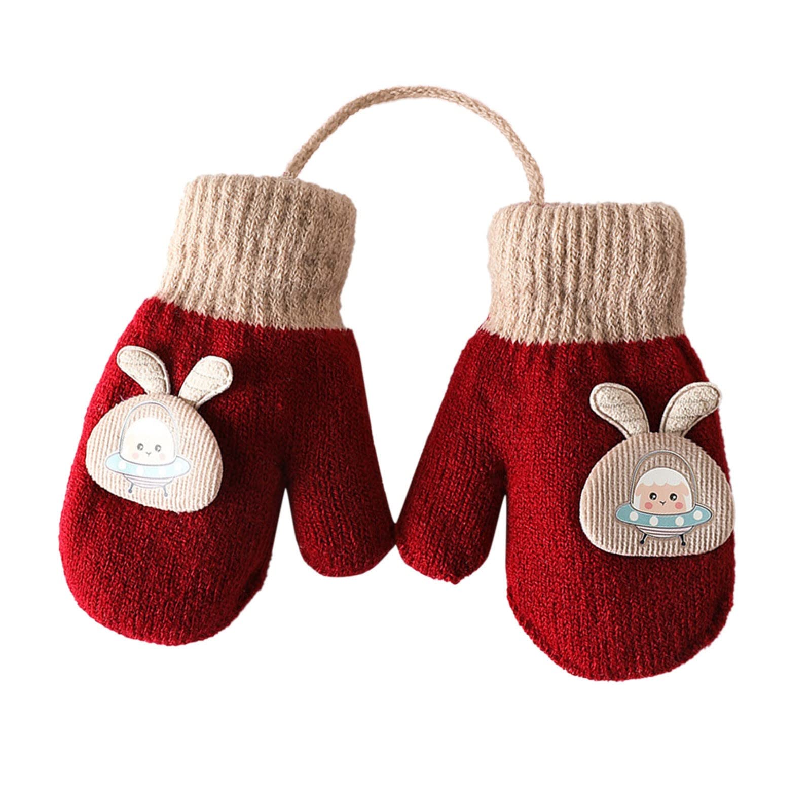 Baby Handschuhe Winter Fäustlinge Baby Gestrickte Stretch Handschuhe Kleinkind 1-5 Jahre Cartoon Fausthandschuhe Warme Dicke Fäustlinge Strickhandschuh für Kinder Mädchen Jungen Laufen, Skifahren von Glücksvogel