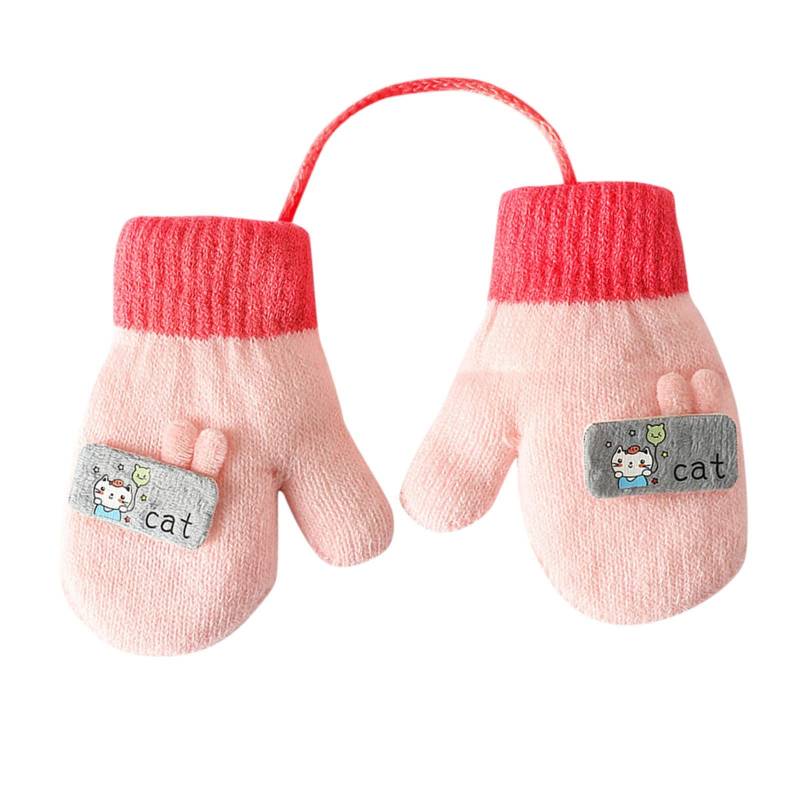 Baby Handschuhe Winter Fäustlinge Baby Gestrickte Stretch Handschuhe Kleinkind 1-5 Jahre Cartoon Fausthandschuhe Warme Dicke Fäustlinge Strickhandschuh für Kinder Mädchen Jungen Laufen, Skifahren von Glücksvogel