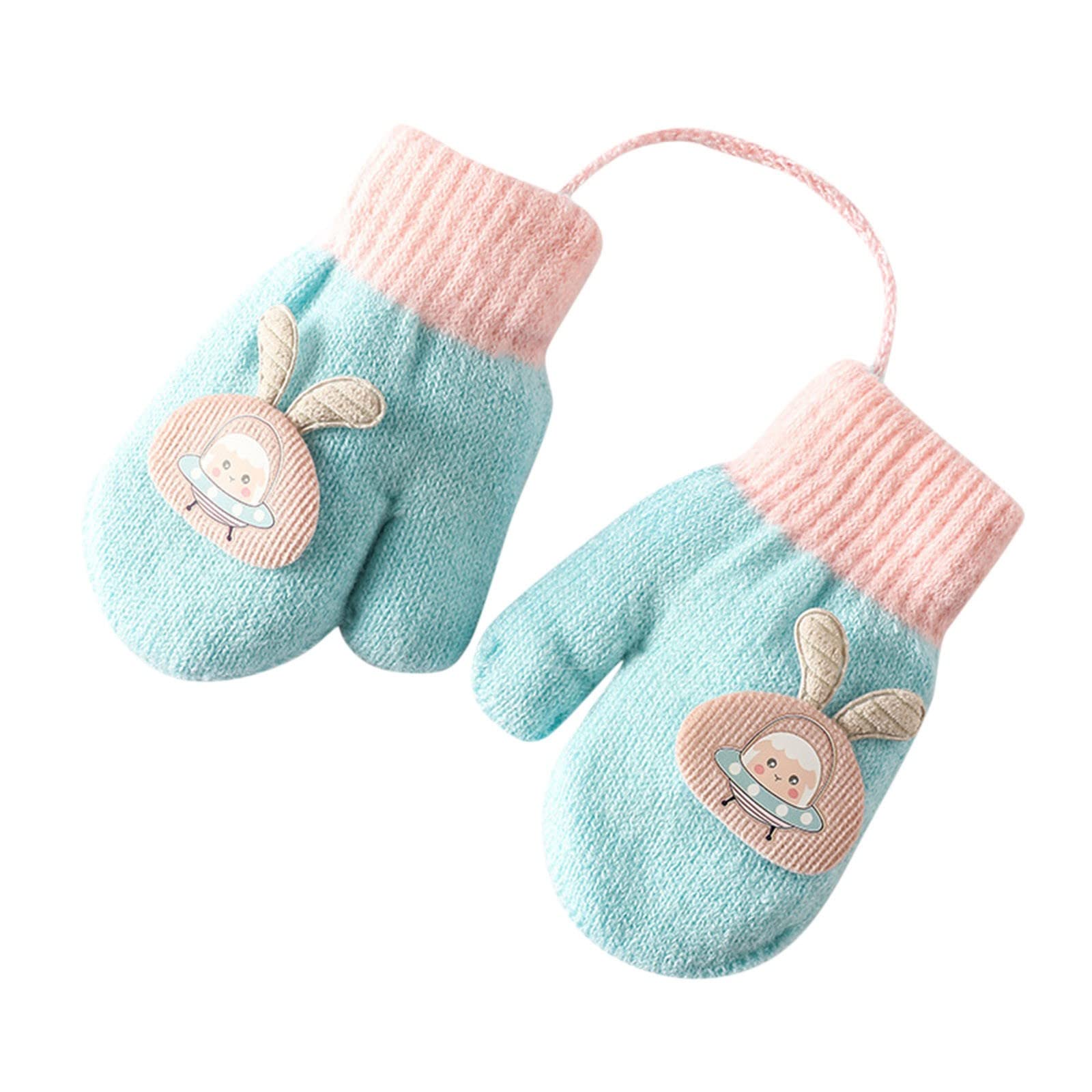 Baby Handschuhe Winter Fäustlinge Baby Gestrickte Stretch Handschuhe Kleinkind 1-5 Jahre Cartoon Fausthandschuhe Warme Dicke Fäustlinge Strickhandschuh für Kinder Mädchen Jungen Laufen, Skifahren von Glücksvogel