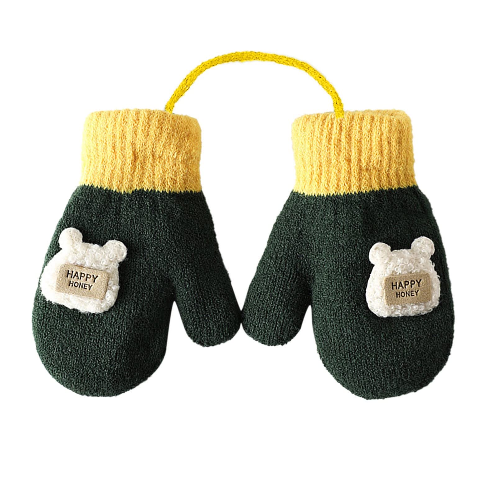 Baby Handschuhe Winter Fäustlinge Baby Gestrickte Stretch Handschuhe Kleinkind 1-5 Jahre Cartoon Fausthandschuhe Warme Dicke Fäustlinge Strickhandschuh für Kinder Mädchen Jungen Laufen, Skifahren von Glücksvogel