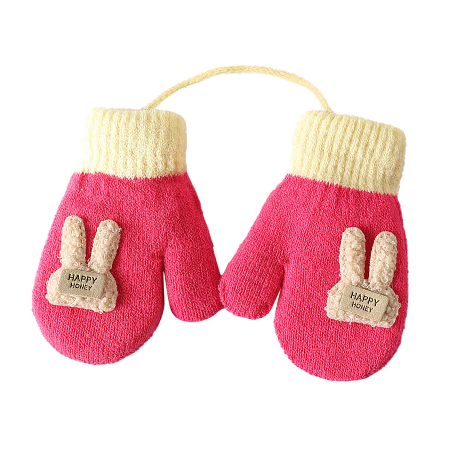 Baby Handschuhe Winter Fäustlinge Baby Gestrickte Stretch Handschuhe Kleinkind 1-5 Jahre Cartoon Fausthandschuhe Warme Dicke Fäustlinge Strickhandschuh für Kinder Mädchen Jungen Laufen, Skifahren von Glücksvogel