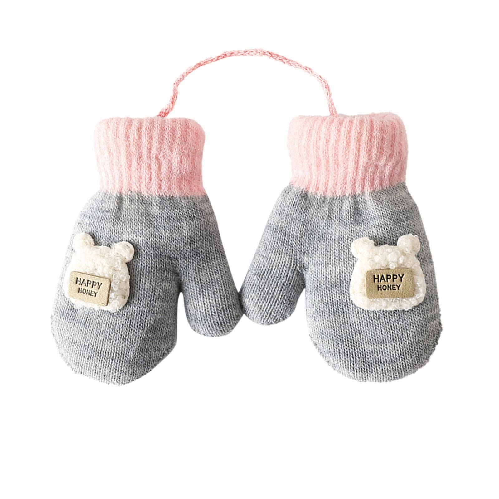 Baby Handschuhe Winter Fäustlinge Baby Gestrickte Stretch Handschuhe Kleinkind 1-5 Jahre Cartoon Fausthandschuhe Warme Dicke Fäustlinge Strickhandschuh für Kinder Mädchen Jungen Laufen, Skifahren von Glücksvogel