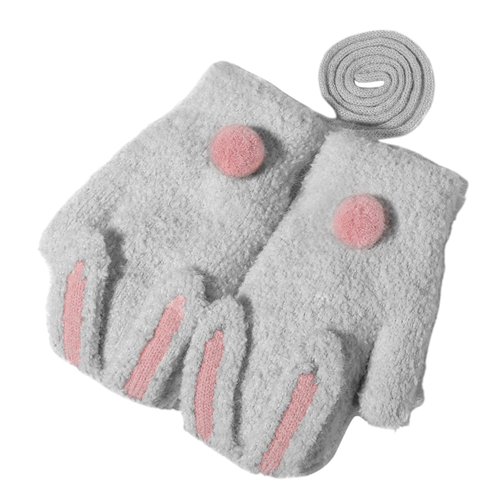 Baby Winter Handschuhe Süße Niedlich Fäustlinge für Kinder Cartoon Fleece-Gefütterte Fausthandschuhe Kleinkind Gestrickte Halshandschuhe Winter Warme Strickhandschuhe für Mädchen Jungen 2-6 Jahre von Glücksvogel