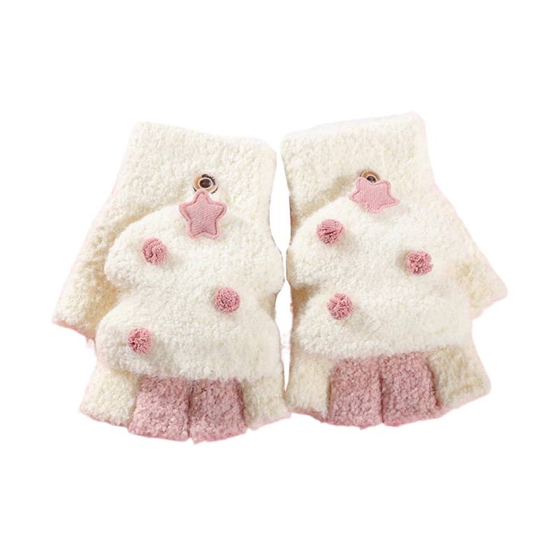 Kinder Fingerlose Handschuhe Kleinkind Warme Verdicken Baby Strickhandschuhe mit Klappe Gestrickte Niedliche Handschuhe Klappbare Winterhandschuhe für 3-12 Jahre Jungen Mädchen Kleinkinder von Glücksvogel