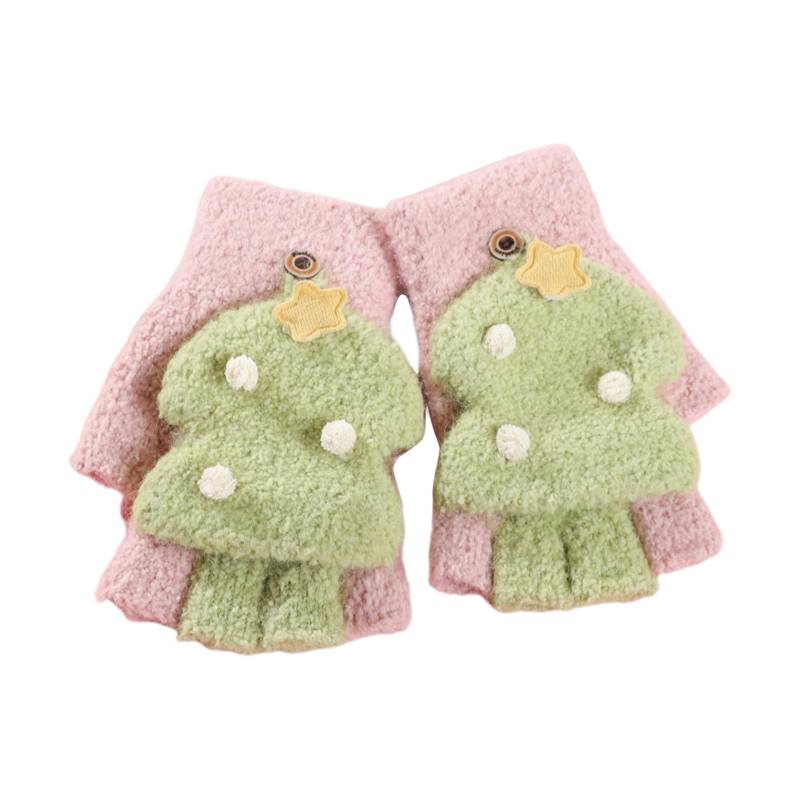 Kinder Fingerlose Handschuhe Kleinkind Warme Verdicken Baby Strickhandschuhe mit Klappe Gestrickte Niedliche Handschuhe Klappbare Winterhandschuhe für 3-12 Jahre Jungen Mädchen Kleinkinder von Glücksvogel