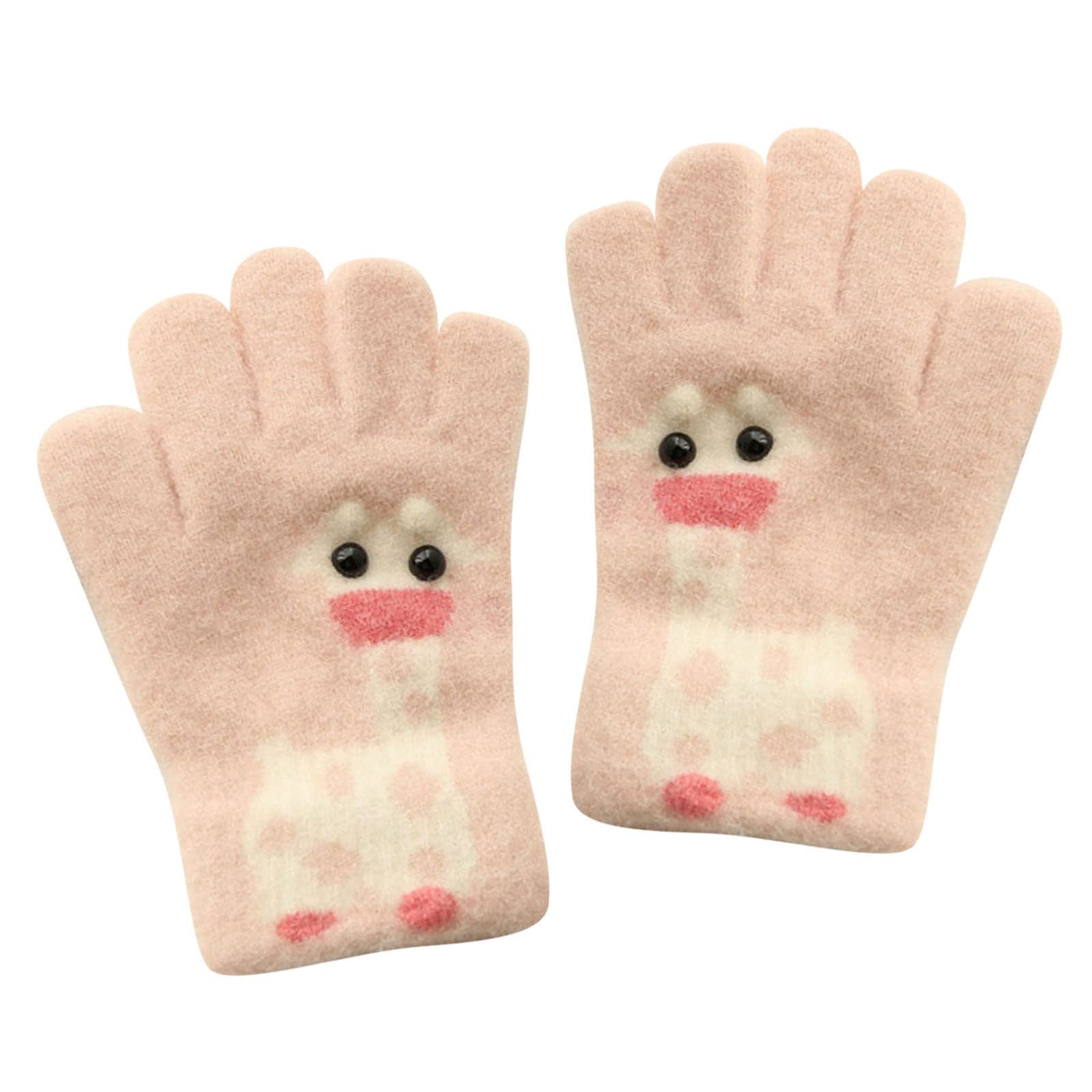 Kinder Winter Warme Handschuhe Elastisch Thermo Fleece Futter Winterthermische Outdoor Vollfinger Strickhandschuhe für 2-8 Jahre alte Jungen Mädchen, Wintertaugliches Tägliches Tragen Kinderhandschuhe von Glücksvogel