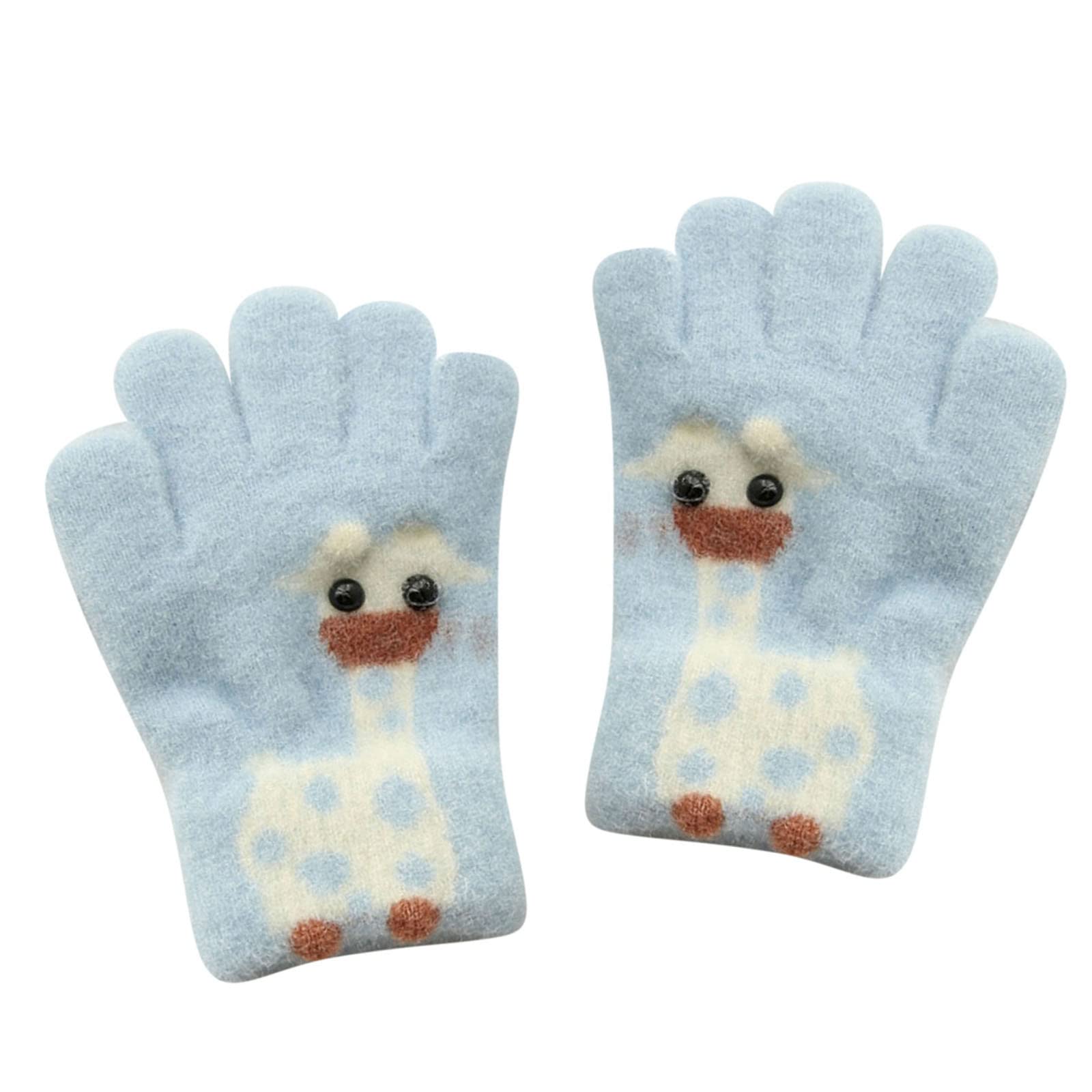 Kinder Winter Warme Handschuhe Elastisch Thermo Fleece Futter Winterthermische Outdoor Vollfinger Strickhandschuhe für 2-8 Jahre alte Jungen Mädchen, Wintertaugliches Tägliches Tragen Kinderhandschuhe von Glücksvogel