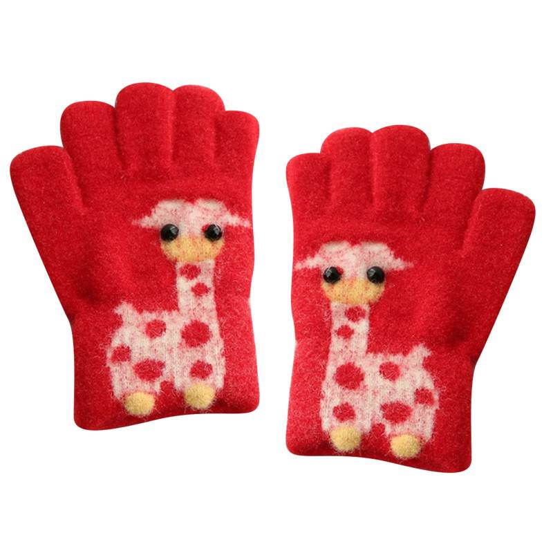 Kinder Winter Warme Handschuhe Elastisch Thermo Fleece Futter Winterthermische Outdoor Vollfinger Strickhandschuhe für 2-8 Jahre alte Jungen Mädchen, Wintertaugliches Tägliches Tragen Kinderhandschuhe von Glücksvogel