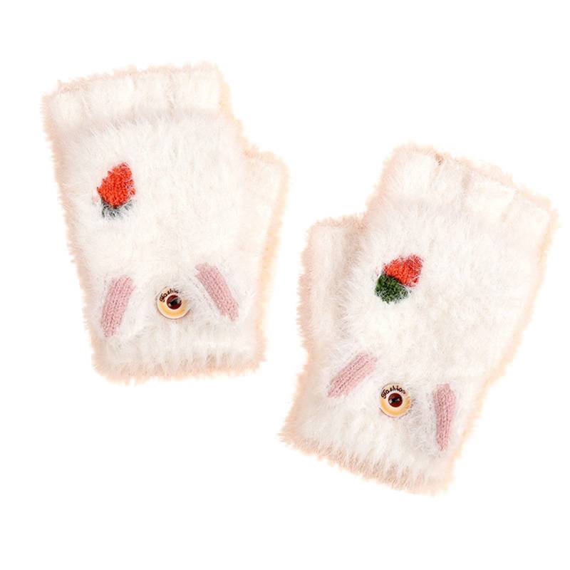 Kinderhandschuhe Winter Fäustlinge mit Knopf Klappe Cartoon Dicke Doppelt Kinderhandschuhe Elastische Winter Warme Strickhandschuhe Fingerhandschuh Winterhandschuhe 2-6 Jahre alt Jungen Mädchen von Glücksvogel