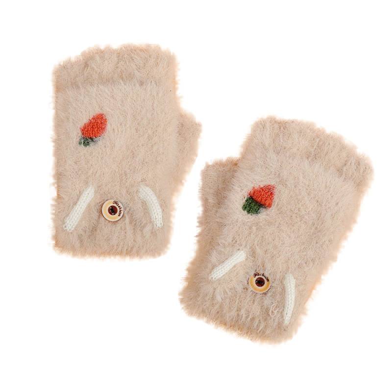 Kinderhandschuhe Winter Fäustlinge mit Knopf Klappe Cartoon Dicke Doppelt Kinderhandschuhe Elastische Winter Warme Strickhandschuhe Fingerhandschuh Winterhandschuhe 2-6 Jahre alt Jungen Mädchen von Glücksvogel