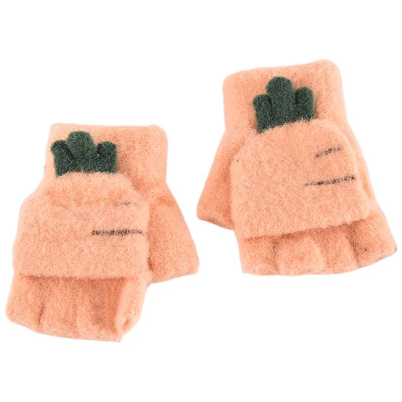 Mädchen Junge Cartoon Dicke Fäustlinge mit Knopf Klappe Kinder Niedliche Fingerlose Handschuhe für Kinder Winter Weiche Warme Fingerhandschuhe Strickhandschuhe Plüschfutter Winterhandschuhe 2-6 Jahre von Glücksvogel