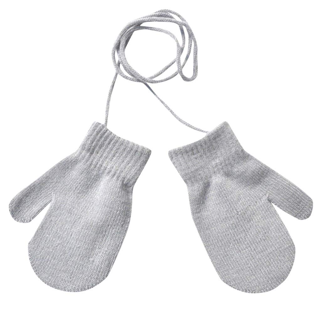 Niedlich Handschuhe Doppelstrickwolle Baby Kleinkinder Fäustlinge Verdickte Strickhandschuhe Kinder Mädchen Jungen Winterhandschuhe Fleece-Gefütterte Warme Fausthandschuhe Halshandschuhe für 1-4 Jahre von Glücksvogel