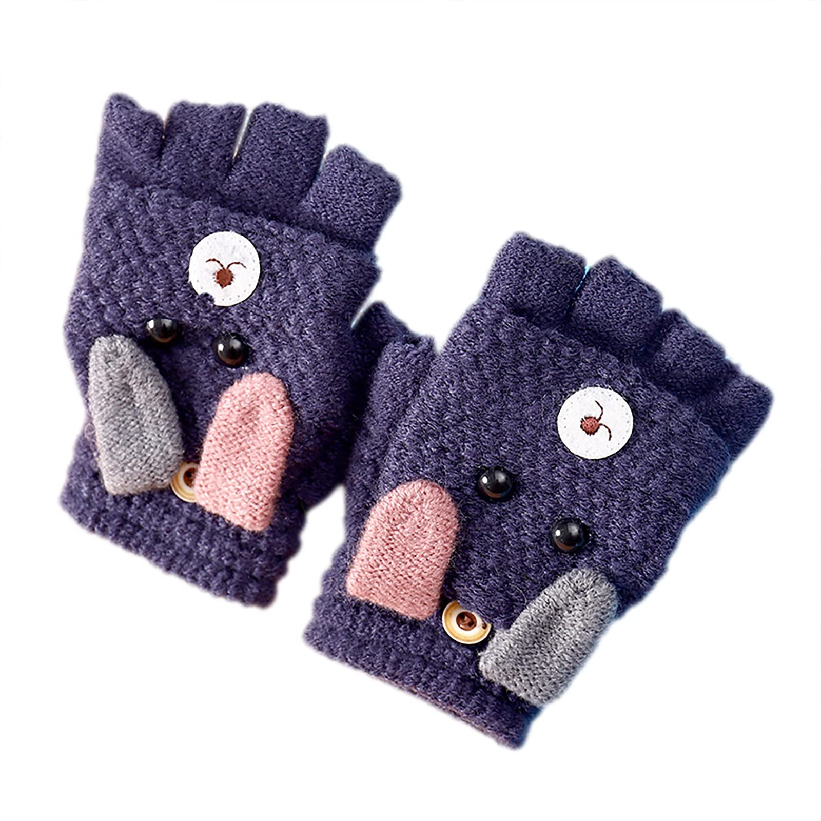 Niedliche Kinder Fäustlinge Handschuhe Fausthandschuhe Mädchen Jungen Abnehmbare Klappe Strickhandschuhe Fingerhandschuhe Fingerlos Halb Handschuhe Strick Handschuhe Winterhandschuhe, 4-8 Jahre Alt von Glücksvogel