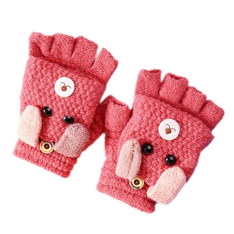 Niedliche Kinder Fäustlinge Handschuhe Fausthandschuhe Mädchen Jungen Abnehmbare Klappe Strickhandschuhe Fingerhandschuhe Fingerlos Halb Handschuhe Strick Handschuhe Winterhandschuhe, 4-8 Jahre Alt von Glücksvogel