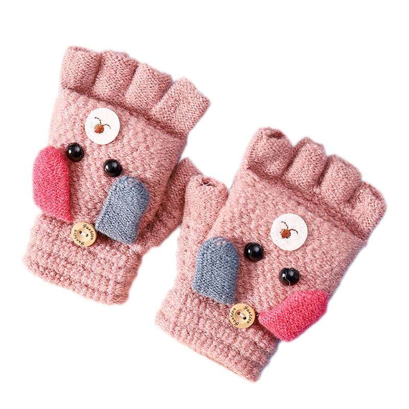 Niedliche Kinder Fäustlinge Handschuhe Fausthandschuhe Mädchen Jungen Abnehmbare Klappe Strickhandschuhe Fingerhandschuhe Fingerlos Halb Handschuhe Strick Handschuhe Winterhandschuhe, 4-8 Jahre Alt von Glücksvogel