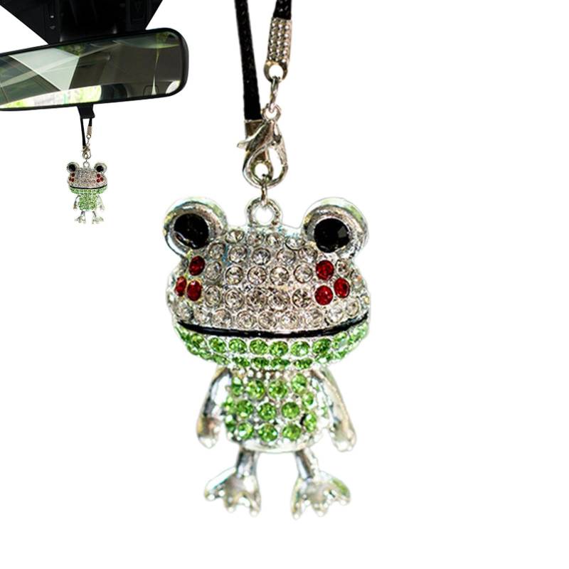 Frosch-Auto-Ornament, Frosch-Auto-Armaturenbrett-Dekor, Mit Strass-Automobil-Innenraumornamenten, Exquisite süße Frosch-Dekoration, Auto-Dekoration, Automobil-Innendekoration, lustig für Auto-Anhänger von Glugahrif