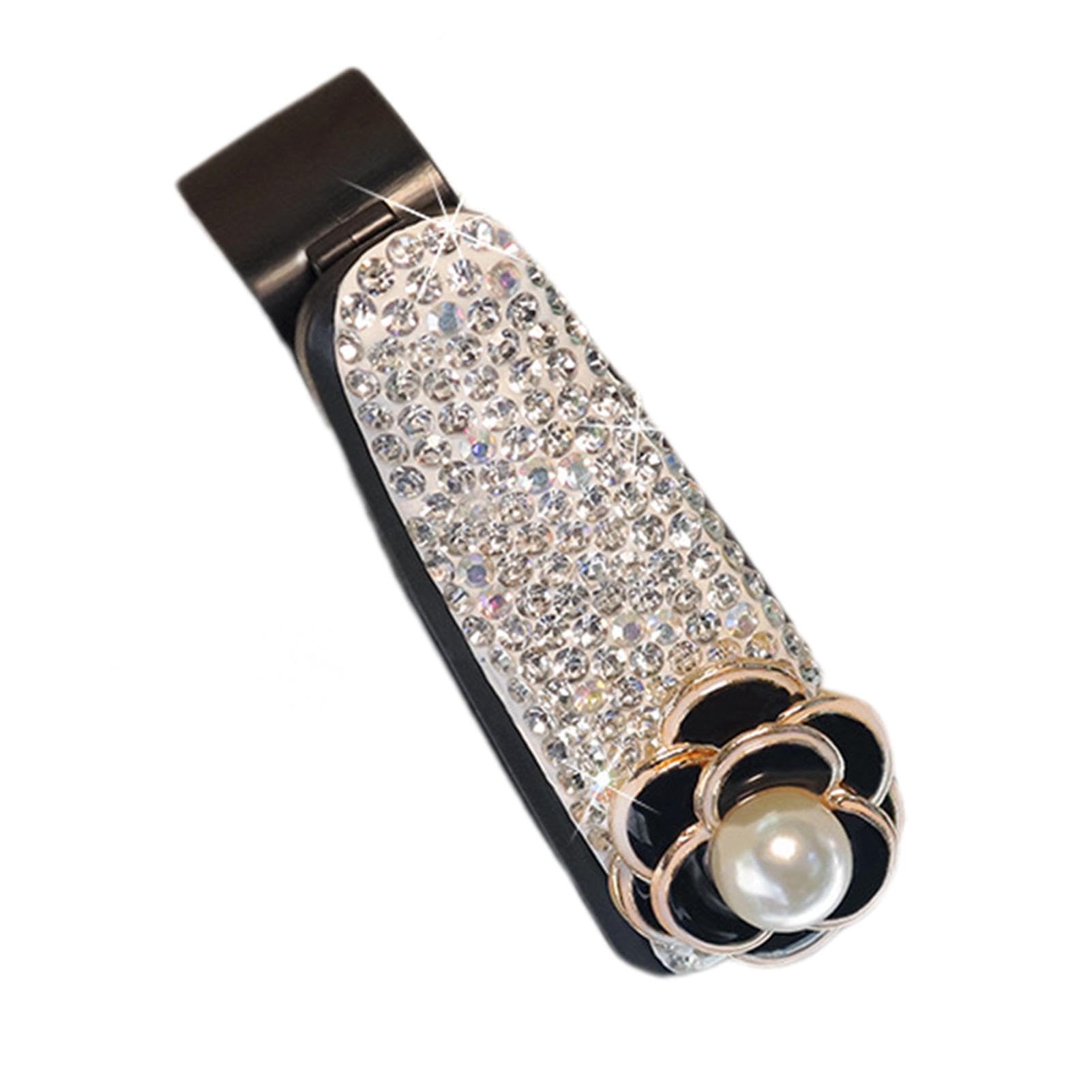 Gmokluytw Auto-Brillenhalter, Sonnenbrillenhalter für Auto - Strass-Bowknot/Kamelien-Brillenaufhänger-Clip für Auto - Auto-Brillenhalter, Auto-Innenzubehör, Visier-Organizer für Frauen und Mädchen von Gmokluytw