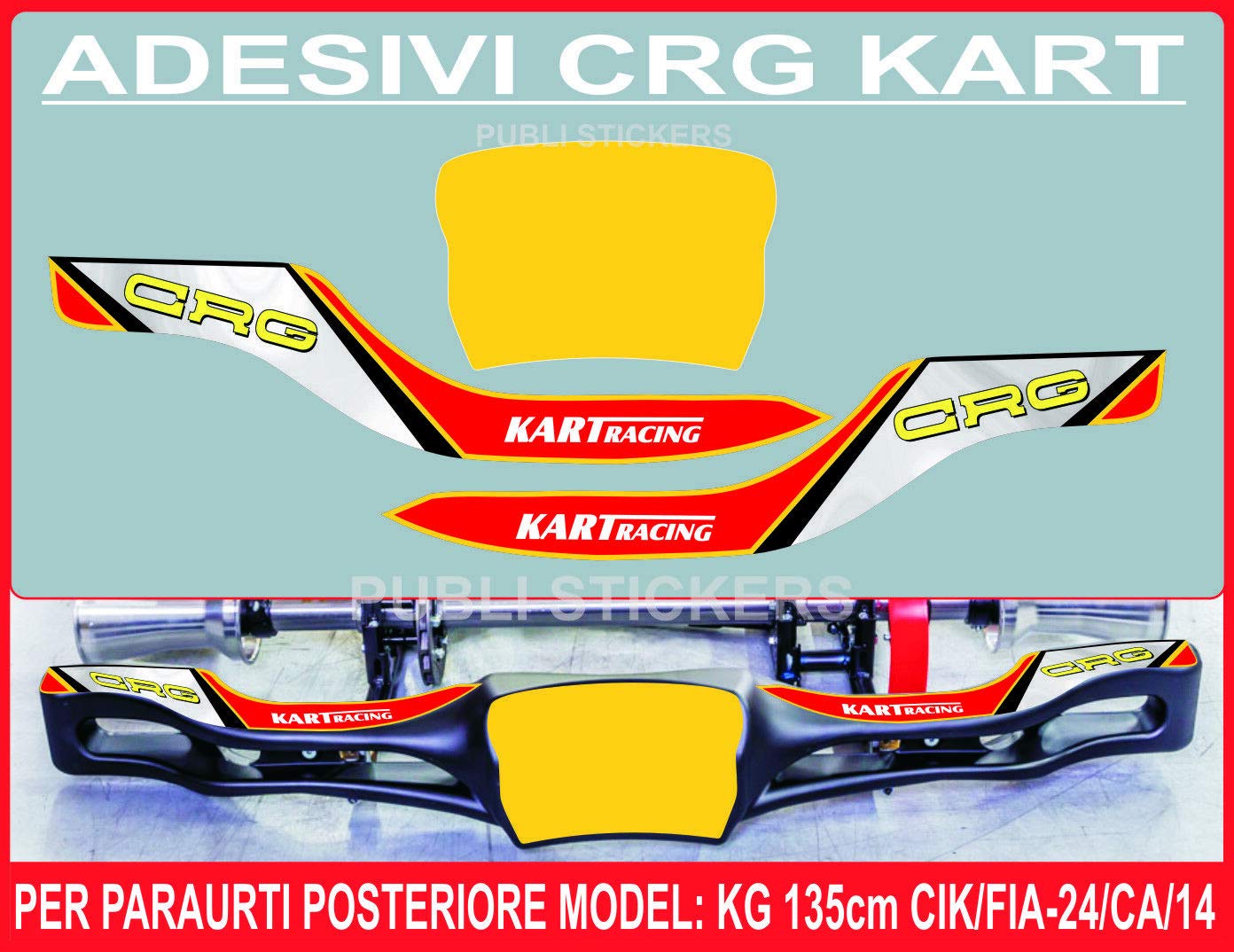 Aufkleber für Stoßfänger CRG Kart Racing Decals Spoiler Rear Model kg 135cm CIK/FIA-24/CA/14 von Go-kart