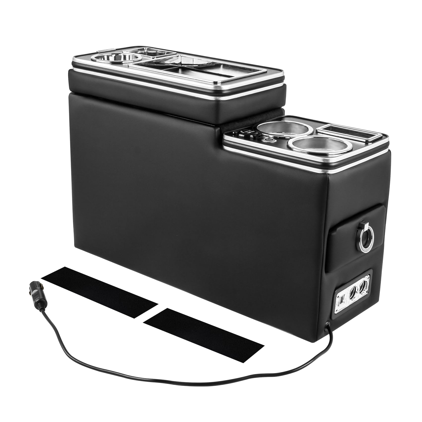 Godimg Universal Mittelkonsole Auto mit Ablagen Organizer Kompatibel mit VW T5 T6 T6.1 2003-2019, mit Getränkehalter, USB-Anschluss, LED-Leuchten von Godimg