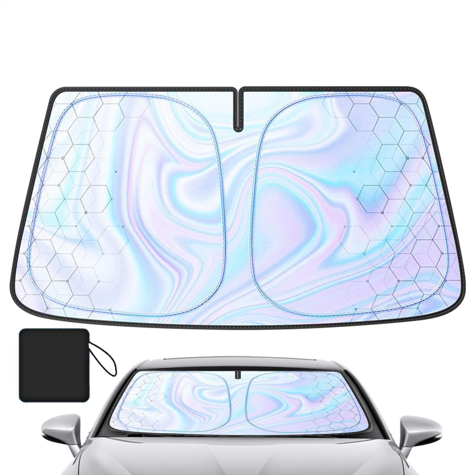 Godpqiui Auto Windschutzscheibe Sonnenschatten, Autoschild von Automobilglas | Sonnenschutzblocker zum Schutz - Faltbare Innenraumzubehör Privatsphäre Vorhänge reflektieren UV -Strahlen und erhitzen von Godpqiui