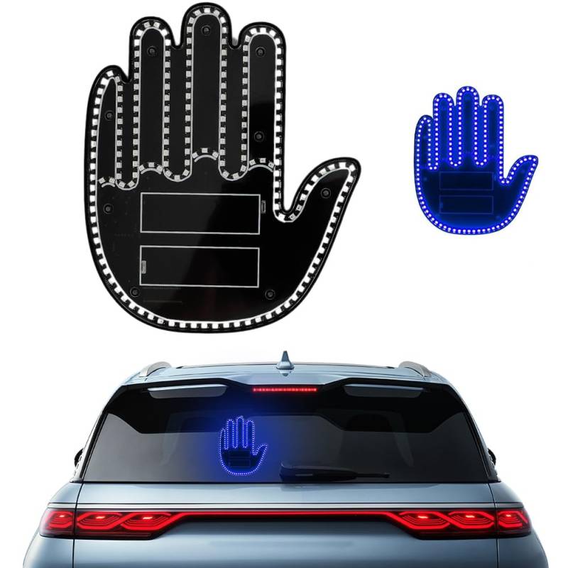 Gohytal LED Auto Finger Licht, Auto-Fingerlicht Hand Geste Zeichen mit 3 Gestur Lampe Auto Rückfenster Zubehör Innenraum Cooles Auto-Innenlicht Daumen-Up Down Licht Lustig Gadgets für Männer Frauen von Gohytal