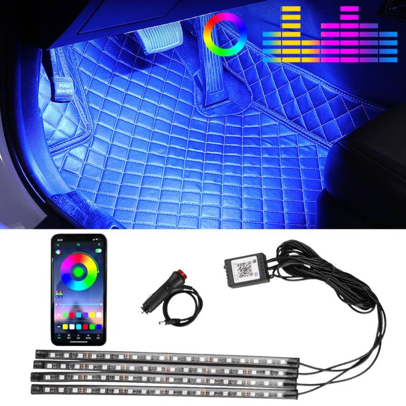 Gohytal Led Auto Innenraumbeleuchtung, Auto LED Streifen, 72 LED Streifen Auto Innenraumbeleuchtung Ambientebeleuchtung, Farbenfroher Modus+Musikmodus, APP Steuerung, Geschenke für Männer Frauen von Gohytal