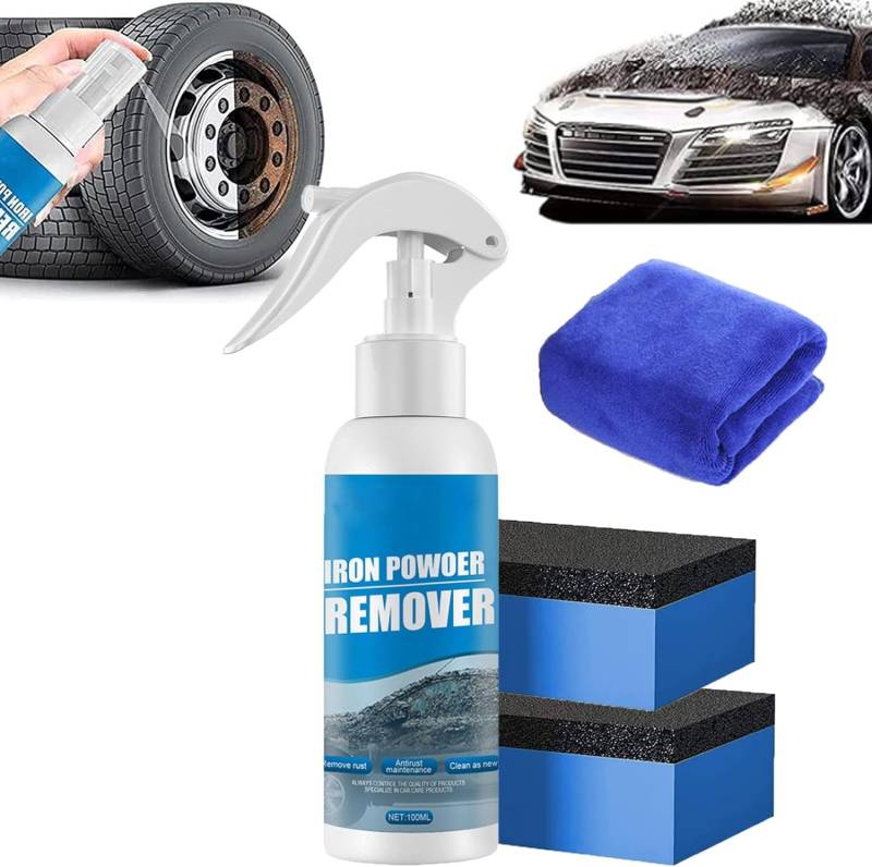 Gokame Iron Powder Remover, Car Rust Removal Spray,Rustout Instant Remover Spray, Rust Inhibitor Derusting Spray, Metal Surface Chrome Paint Car Cleaning, Car Rust Remover Spray (100ml-1pcs) von Gokame