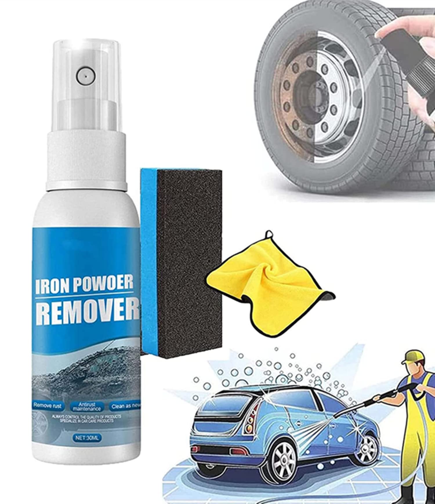 Gokame Iron Powder Remover, Car Rust Removal Spray,Rustout Instant Remover Spray, Rust Inhibitor Derusting Spray, Metal Surface Chrome Paint Car Cleaning, Car Rust Remover Spray (30ml-1pcs) von Gokame