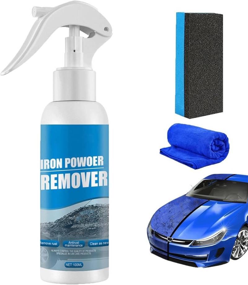 Gokame Iron Powder Remover, New Car Rust Removal Spray 100ml, Rustout Instant Remover Spray, Rust Inhibitor Derusting Spray, Metal Surface Chrome Paint Car Cleaning (1Set) von Gokame