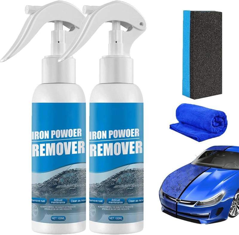 Gokame Iron Powder Remover, New Car Rust Removal Spray 100ml, Rustout Instant Remover Spray, Rust Inhibitor Derusting Spray, Metal Surface Chrome Paint Car Cleaning (2Set) von Gokame