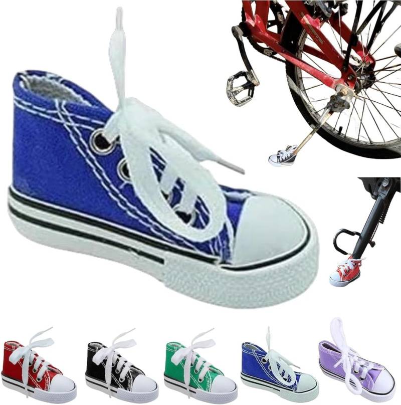 Personalisierte Motorrad-Fußstütze, kleiner Schuh, Motorrad-Seitenständer, Kickstand-Verlängerungspolster, Ständer-Verlängerungspad, niedliche Mini-Leinwandschuhe, Seitenstände (Blue) von Gokame