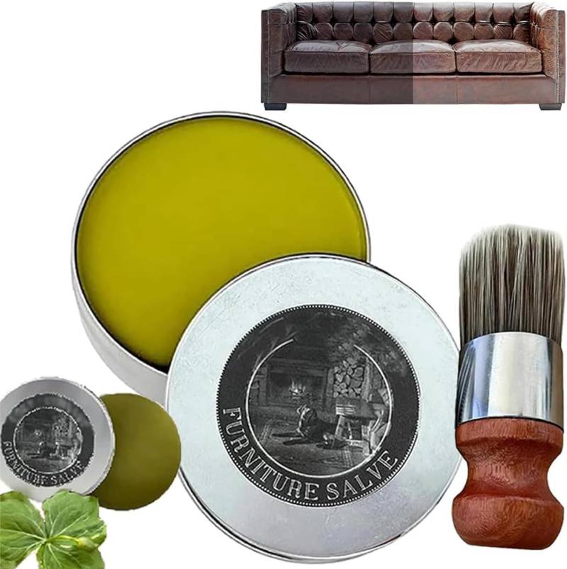 Gokame Furniture Salve for Leather, Leather Furniture Salve, Furniture Salve Brush, Ledermöbel, Salbe und Bürste, Leather Salve with Boar Bristle Brush for Home (1Set) von Gokame