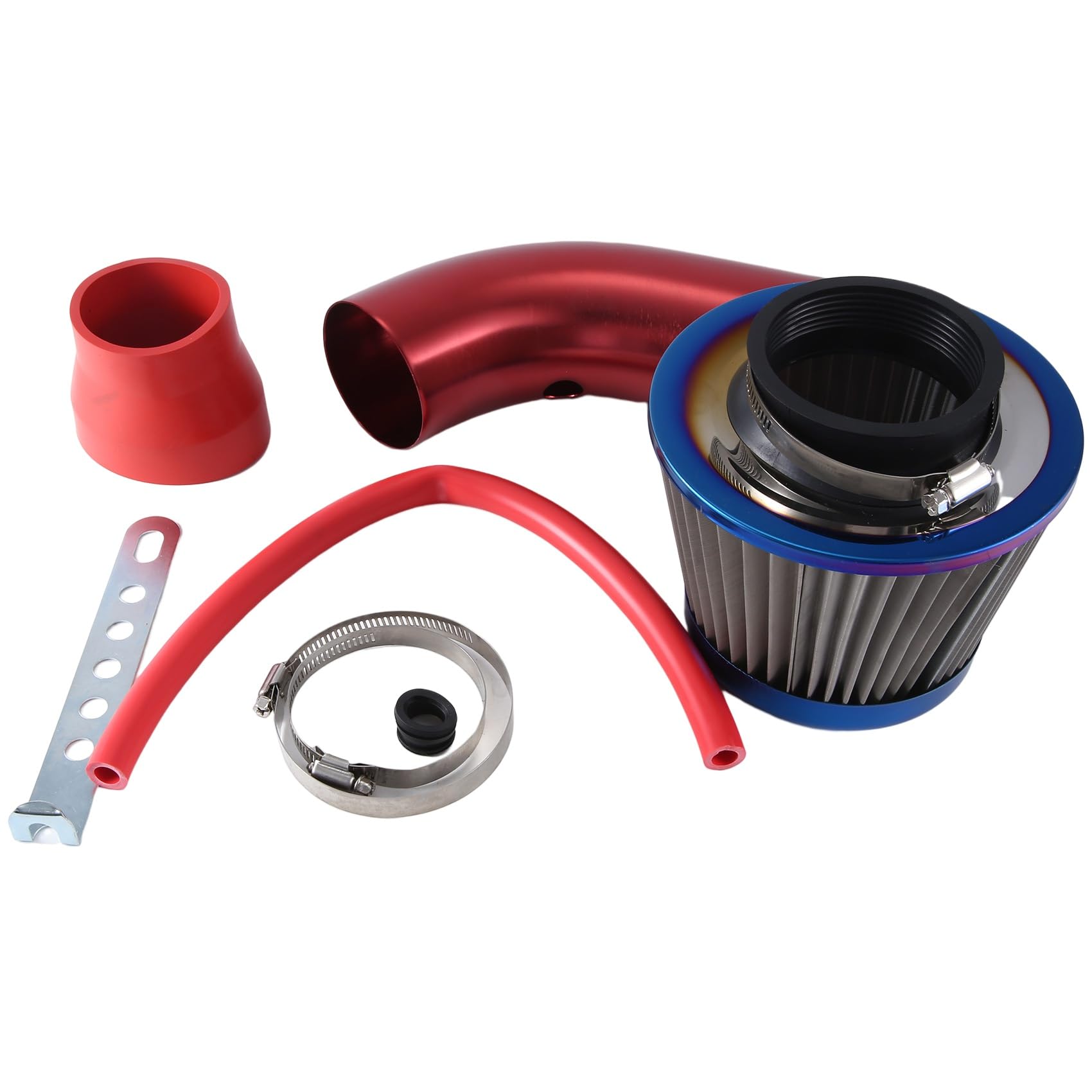 Gokeet 76mm High Flow Luftfilter Ansaugfilter Pilzkopf Auto Turbo Rohr Ansaughülse Universal Set Kit Rot von Gokeet