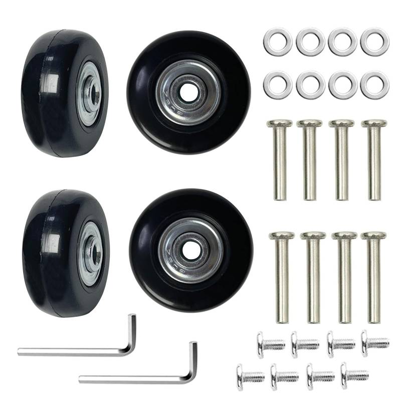 Goldyida 4 Stück Gummi Gepäckkoffer Rad Koffer Kofferrollen Ersatzrollen für Koffer Universal Gepäck Koffer Ersatzräder Gummi Rollen Räder Ersatz Wheels Rad Universal Kofferräder (45 * 18mm) von Goldyida