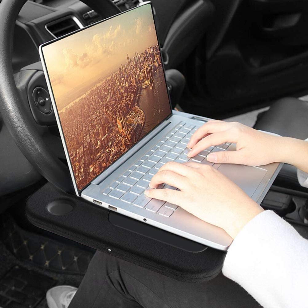 Gonetre Lenkrad-Schreibtisch-Laptop-Tablett für Auto-Esstisch, Schwarzes ABS-Material (Schwarz) von Gonetre