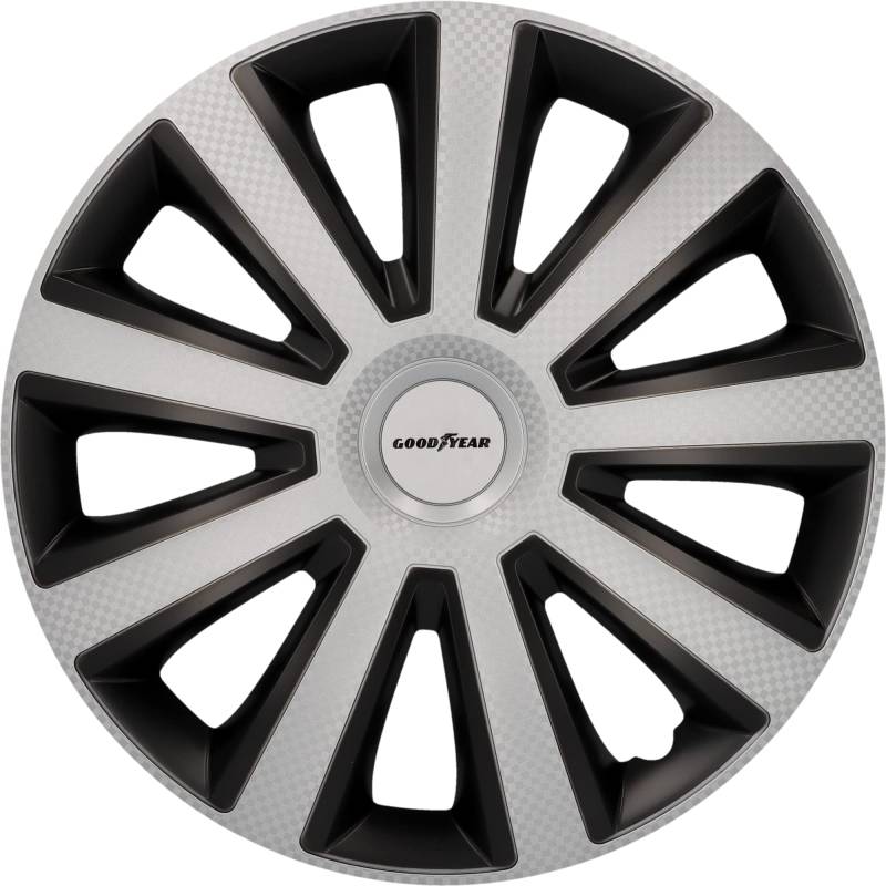 Goodyear Auto Radzierblenden Radkappen Radblenden „Memphis Carbon“, 4er Set, 35 cm (14 Zoll), Schwarz/Silber von Goodyear