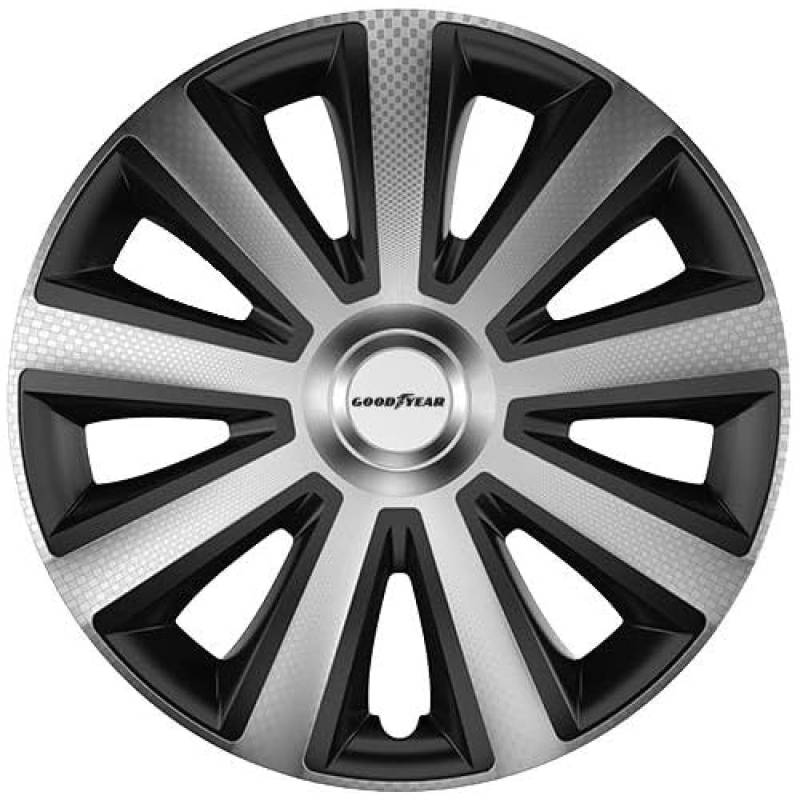 Goodyear Auto Radzierblenden Radkappen Radblenden „Memphis Carbon“, 4er Set, 38.10 cm (15 Zoll), Schwarz/Silber von Goodyear