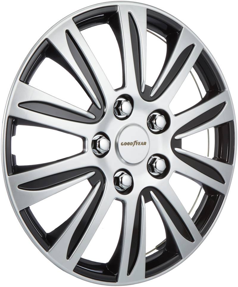 Goodyear Radkappen Laredo, 14 Zoll, aus Spezial-ABS-Qualitätskunststoff, schlagfest, zweischichtige Metallic-Lackierung, überlackierbar, schwarz-silber, 4 Stück von Goodyear