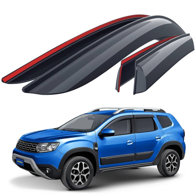 Goodyear Windabweiser für/kompatible mit Dacia Duster 2017-2024 SUV Autofenster Regenschutz, Regenabweiser, Anklebbare Deflektoren, 4 Stück von Goodyear