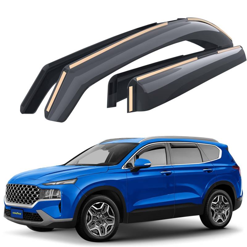 Goodyear Windabweiser für/kompatible mit Hyundai Santa Fe SUV 2019-2025 IV- Integrierte Regenabweiser - Autofenster Regenschutz - Ermöglichen Frischluft - Waschstraßenfest - Einfache Montage 4 Set von Goodyear