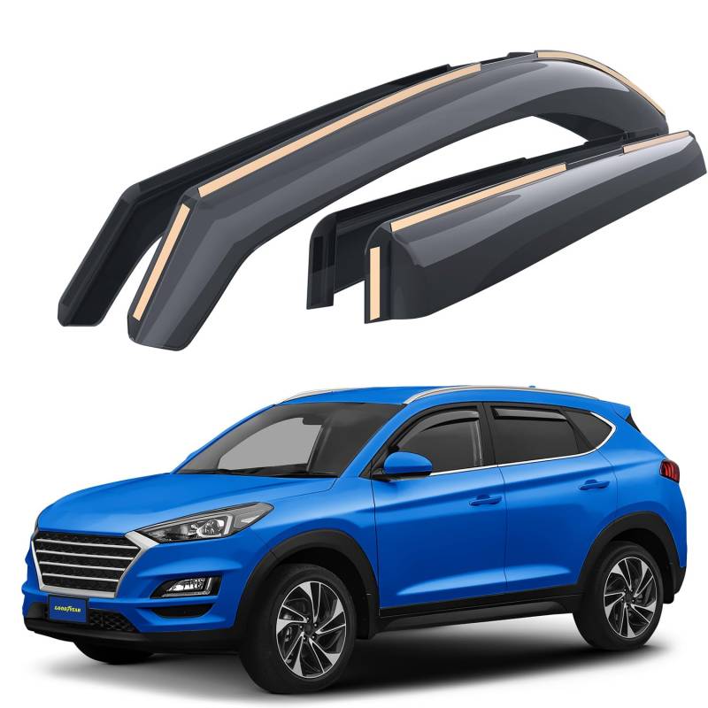 Goodyear Windabweiser für/kompatible mit Hyundai Tucson Zubehör 2015-2020 TL - Integrierte Regenabweiser - Autofenster Regenschutz - Ermöglichen Frischluft - Waschstraßenfest - Einfache Montage 4 Set von Goodyear