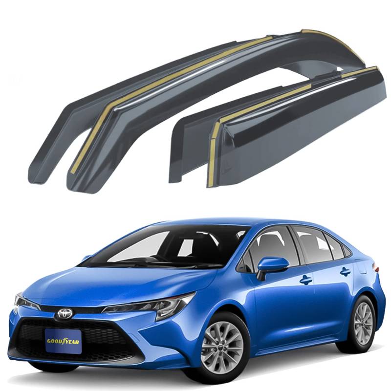 Goodyear Windabweiser für/kompatible mit Toyota Corolla 2020-2025 nur Sedan- Integrierte Regenabweiser - Autofenster Regenschutz - Ermöglichen Frischluft - Waschstraßenfest - Einfache Montage 4 Set von Goodyear