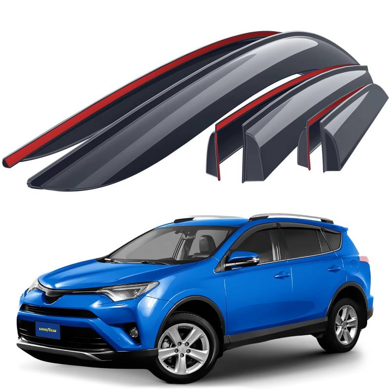 Goodyear Windabweiser für/kompatible mit Toyota RAV4 2013-2018 (IV) - Stick-on Regenabweiser - Autofenster Regenschutz - Ermöglichen Frischluft - Waschstraßenfest - Einfache Montage 6 Set von Goodyear