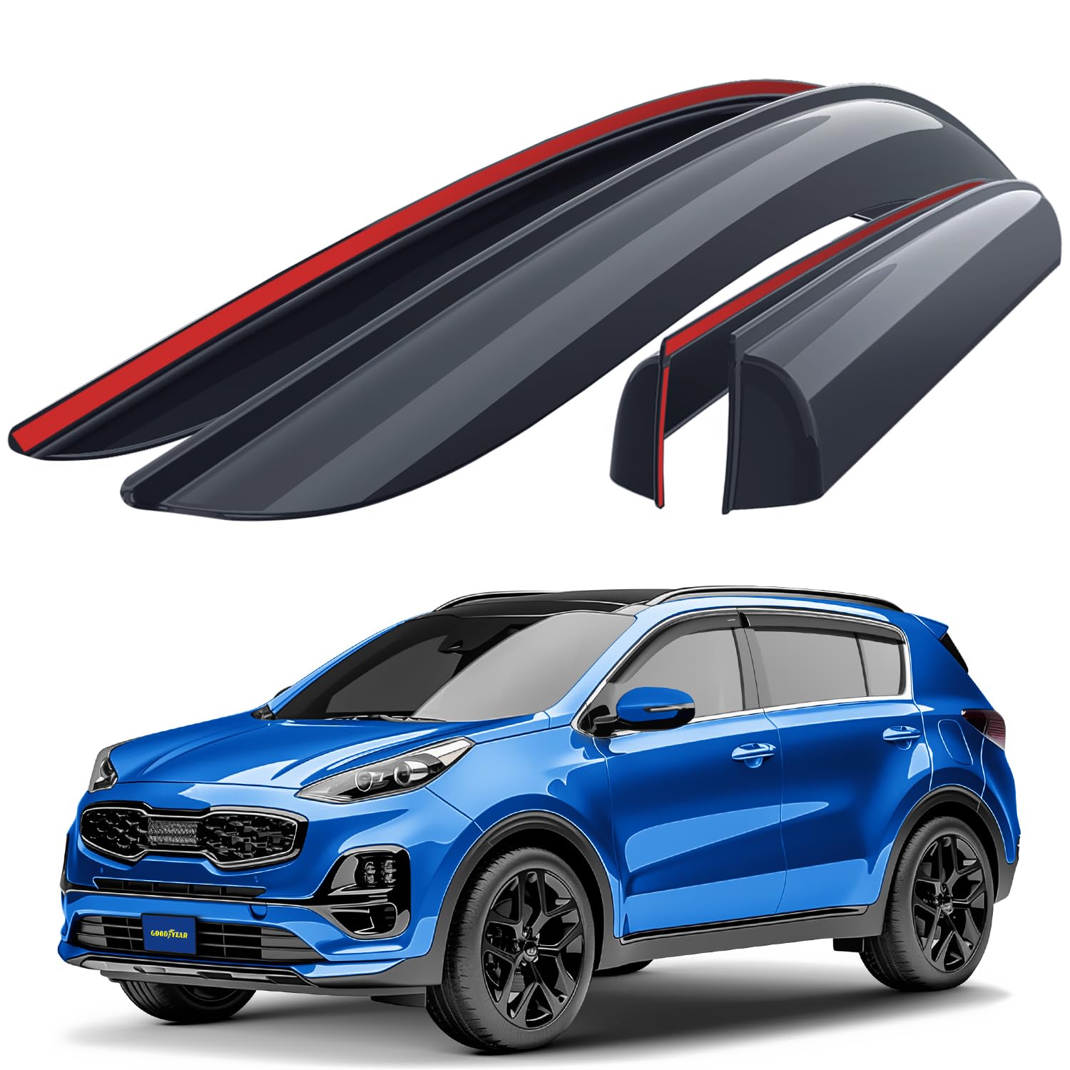 Goodyear Windabweiser für Kia Sportage 2016-2021 Autofenster Regenschutz, Regenabweiser, Anklebbare Deflektoren, 4 Stück von Goodyear