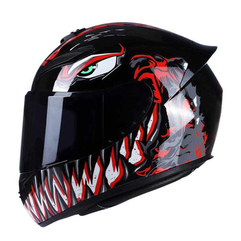 GoolRC Motorrad Integralhelm, Klapphelm mit Visier, Sicherheitsschnalle , Belüftung Design, Modisch Moped Chopper Helm für Erwachsene Männer Frauen(Größe L) von Goolsky