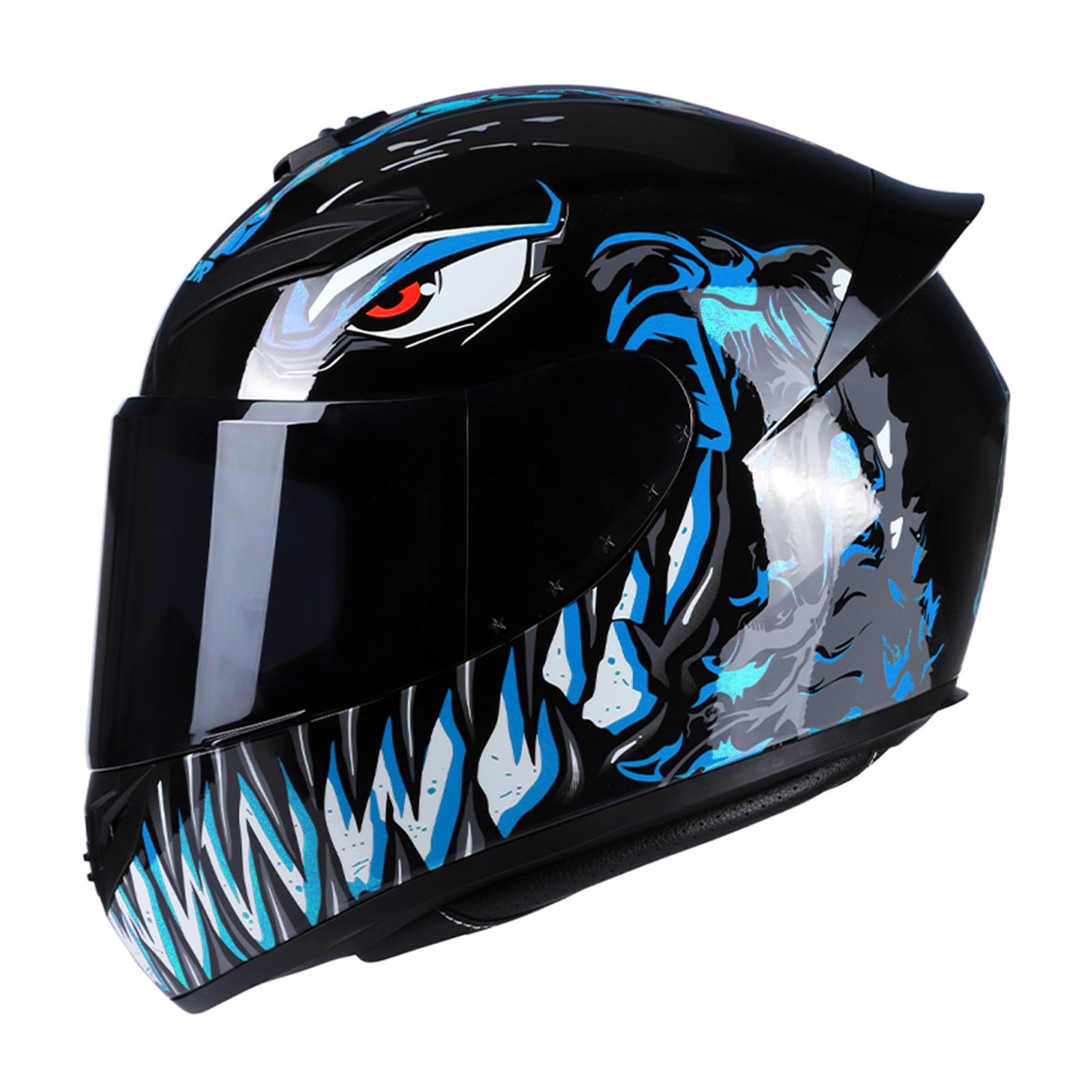 Motorrad Integralhelm, Klapphelm mit Visier, Belüftung Design, Sicherheitsschnalle , Modisch Moped Chopper Helm für Erwachsene Männer Frauen(L, Blau) von Goolsky