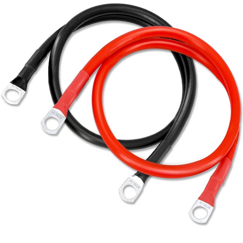 Gorffy Batteriekabel 50cm 2 Stück, Batteriekabel 35mm² 2 AWG, 12v Autobatterie Kabel mit SC35-10 Ringklemmen, M10 Kupferdraht Batterie Kabel, 12v Batteriekabel für Auto, Wohnmobil und LKW von Gorffy