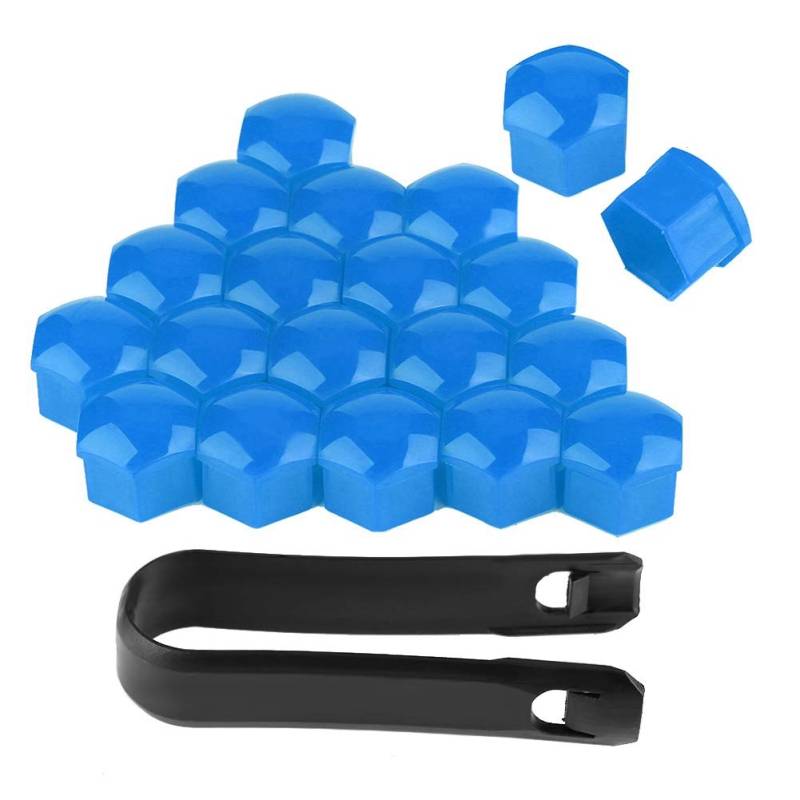 Gorgeri 20pcs 19mm Auto Radmutterkappen Auto Nabe SC-HRaube Abdeckung Bolzen Felgen Außenschutz Auto Radmutter Kappen(BLAU),wielmoer blauw von Gorgeri